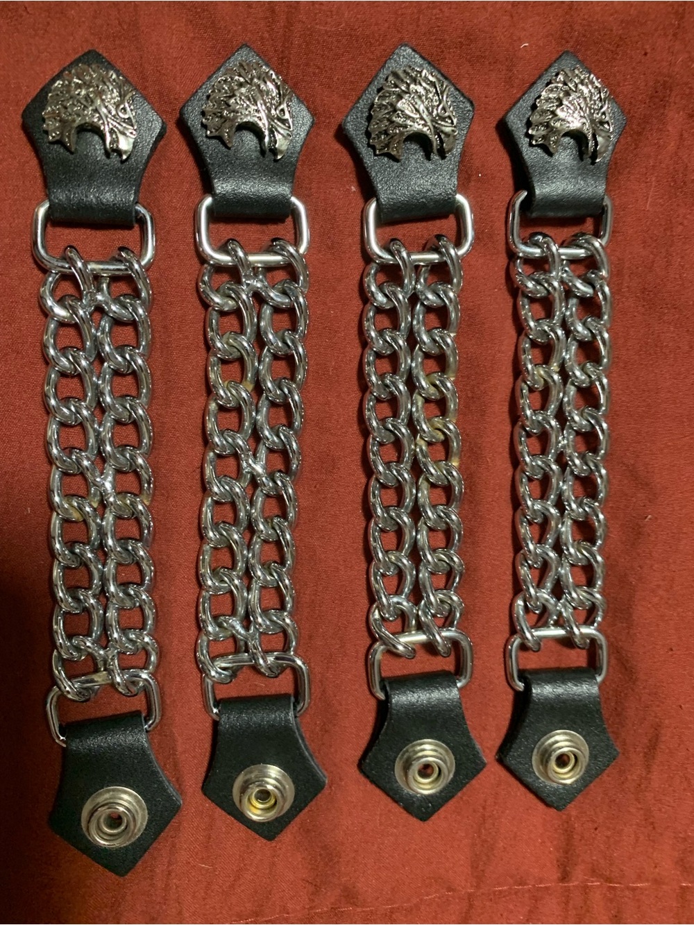 Black and Silver Eagle Vest Chains (Set of 4)